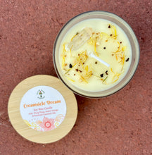 Load image into Gallery viewer, Creamsicle Dream Soy Candle | Sweet Orange, Ylang Ylang & Patchouli | Clear Quartz Crystal