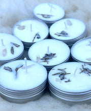 Load image into Gallery viewer, Cedarwood & Sage Soy Wax Candle – 2 oz. Hand-Poured with Essential Oils and Clear Quartz Crystal, Perfect for Relaxation, Meditation, and Energy Healing.