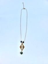 Load image into Gallery viewer, Labradorite Moon Phase Necklace — Celestial Brass Gemstone Jewelry