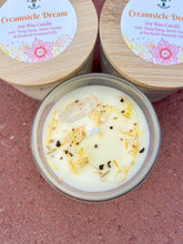 Load image into Gallery viewer, Creamsicle Dream Soy Candle | Sweet Orange, Ylang Ylang & Patchouli | Clear Quartz Crystal