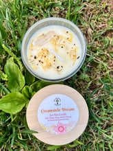 Load image into Gallery viewer, Creamsicle Dream Soy Candle | Sweet Orange, Ylang Ylang & Patchouli | Clear Quartz Crystal