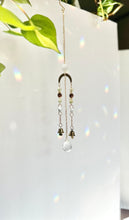 Load image into Gallery viewer, Mini Gold Charm Suncatcher with Rudraksha & Aventurine Beads, Prism Accents, and Bells – Spiritual Rainbow Decor
