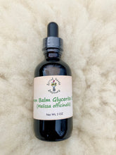 Load image into Gallery viewer, Lemon Balm Glycerite Elixir with Melissa Officinalis + Non GMO Vegetable Glycerine, Homegrown Herbs &amp; Chemical Free
