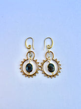 Load image into Gallery viewer, One Of a Kind Labradorite Brass Framed Earrings — Handmade Gemstone Statement Jewelry