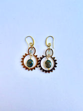 Load image into Gallery viewer, One Of a Kind Labradorite Brass Framed Earrings — Handmade Gemstone Statement Jewelry
