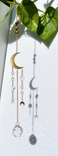 Load image into Gallery viewer, Gold Moon Sun Catcher – Light Prism Rainbow Maker with Tiger’s Eye + Amethyst Beads