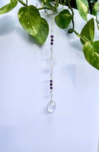 Load image into Gallery viewer, Amethyst & Citrine Suncatcher with Dual Prisms – Gold Circle Light Catcher & Rainbow Maker