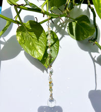 Load image into Gallery viewer, Mini Gold Moon Suncatcher with Aventurine & Citrine Beads – Rainbow Light Prism Decor