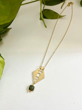 Load image into Gallery viewer, Moon Phases Gold Necklace with Labradorite Gemstone – Witchy Boho Celestial Lunar Jewelry, Adjustable Gold Chain