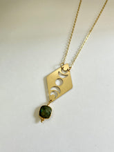 Load image into Gallery viewer, Moon Phases Gold Necklace with Labradorite Gemstone – Witchy Boho Celestial Lunar Jewelry, Adjustable Gold Chain