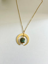 Load image into Gallery viewer, Gold Half Moon Labradorite Necklace – Celestial Crystal Jewelry, Boho Talisman, Spiritual Pendant