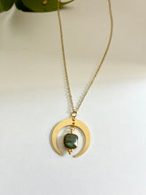 Load image into Gallery viewer, Gold Half Moon Labradorite Necklace – Celestial Crystal Jewelry, Boho Talisman, Spiritual Pendant