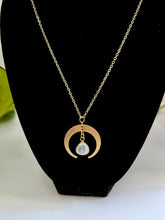 Load image into Gallery viewer, Gold Half Moon Moonstone Necklace – Celestial Boho Jewelry