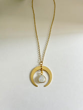 Load image into Gallery viewer, Gold Half Moon Moonstone Necklace – Celestial Boho Jewelry