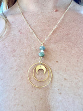 Load image into Gallery viewer, One of a Kind Labradorite & Rose Quartz Moon Necklace | Celestial Gemstone Jewelry