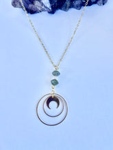 Load image into Gallery viewer, One of a Kind Labradorite & Rose Quartz Moon Necklace | Celestial Gemstone Jewelry
