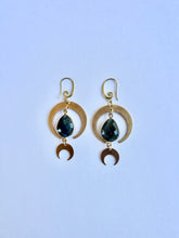 Load image into Gallery viewer, Labradorite Crescent Moon Earrings — Celestial Gemstone Jewelry