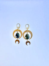 Load image into Gallery viewer, Labradorite Crescent Moon Earrings — Celestial Gemstone Jewelry