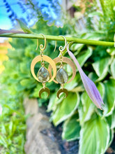 Load image into Gallery viewer, Labradorite Crescent Moon Earrings — Celestial Gemstone Jewelry