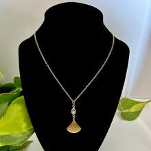 Load image into Gallery viewer, Moonstone Leaf Drop Necklace, Celestial Jewelry, Brushed Brass Pendant, Minimalist Boho Necklace, Intuition & Renewal Crystal Jewelry