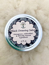 Load image into Gallery viewer, All Natural Black Drawing Salve – Hydrating Skin Balm with Wildcrafted Plantain, Lavender, and Tea Tree Oils for Healthy Skin.