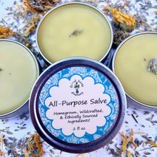 Load image into Gallery viewer, All-Purpose Skin Salve with organic calendula and lavender — natural balm for dry skin and hydration.