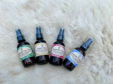 Load image into Gallery viewer, Aromatherapy essential oil spray set in 4 refreshing scents: Rosemary Tea Tree, Lavender Patchouli, Triple Citrus, and Bergamot Clove.