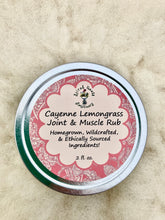 Load image into Gallery viewer, Cayenne Lemongrass Muscle Rub – Chemical-Free Balm with Organic Coconut and Olive Oils for Skin Nourishment and Relaxation.
