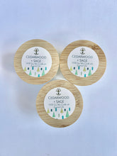 Load image into Gallery viewer, Cedarwood & Sage Soy Candle | Clear Quartz Crystal Candle | 4 oz Glass Jar Candle