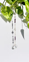 Load image into Gallery viewer, Celestial home décor suncatcher featuring Amethyst and Citrine beads and dual gold circle prisms