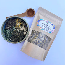 Load image into Gallery viewer, Packaged herbal tea in kraft pouch | Children’s Calming Tea handcrafted with homegrown herbs for peaceful routines