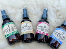 Load image into Gallery viewer, Essential oil sprays for refreshing your room, body, hair, and pillow with soothing and uplifting natural scents.