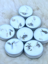 Load image into Gallery viewer, 2 oz. Soy Wax Candle with Cedarwood & Sage – Earthy Scent and Clear Quartz Crystal Infusion, Perfect for Adding Grounding Energy and Calm to Your Home.