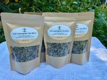 Load image into Gallery viewer, Holy Basil and Lemongrass Tea in labeled kraft pouch | Natural loose leaf herbal tea for daily balance