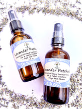 Load image into Gallery viewer, Lavender Patchouli Essential Oil Spray – Refresh Your Space with This All-Natural Room Freshener, Body Spray, and Yoga Mat Cleaner Infused with Lavender and Patchouli.