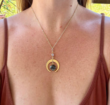 Load image into Gallery viewer, Gold Half Moon Labradorite & Moonstone Necklace – Celestial Crystal Jewelry, Boho Talisman, Spiritual Pendant