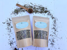 Load image into Gallery viewer, Nutritive Nourishment herbal tea in loose leaf form, crafted with homegrown nettle, alfalfa, red clover, oatstraw, dandelion leaf, and spearmint.