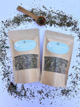 Load image into Gallery viewer, Premium Nutritive Nourishment loose leaf herbal tea made with homegrown nettle, alfalfa, spearmint, wildcrafted red clover, oatstraw, and dandelion leaf, handcrafted for a wholesome, aromatic infusion.