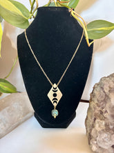 Load image into Gallery viewer, Witchy celestial labradorite moon phases necklace with boho spiritual aesthetic