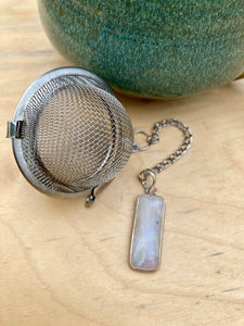 Tea Strainer for Loose Leaf Tea with Moonstone, Natural Gemstone Tea Strainer for Witchy Decor + Connection to the Moon