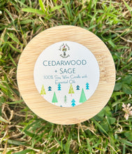 Load image into Gallery viewer, Cedarwood &amp; Sage Soy Candle | Clear Quartz Crystal Candle | 4 oz Glass Jar Candle
