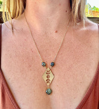 Load image into Gallery viewer, Labradorite Moon Phase Necklace — Celestial Brass Gemstone Jewelry
