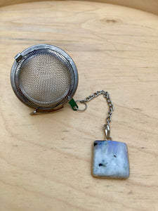 Moonstone Tea Ball Infuser for Loose Leaf Tea, Natural Gemstone Tea Strainer for Higher Consciousness + Connection to the Moon