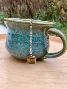 Tea Strainer for Loose Leaf Tea with Tigers Eye, Natural Gemstone Tea Strainer for Witchy Decor + Connection to Intuition