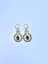 Load image into Gallery viewer, One Of a Kind Labradorite Brass Framed Earrings — Handmade Gemstone Statement Jewelry
