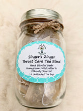 Load image into Gallery viewer, Singer&#39;s Zinger ~ Throat and Digestion Care Singers Tea Bags with Organic Herbs of Ginger, Lemon Peel, Marshmallow Root and Mullein, Music Teacher Gift

