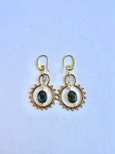 Load image into Gallery viewer, One Of a Kind Labradorite Brass Framed Earrings — Handmade Gemstone Statement Jewelry
