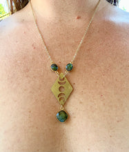 Load image into Gallery viewer, Labradorite Moon Phase Necklace — Celestial Brass Gemstone Jewelry
