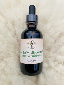 Lemon Balm Glycerite Elixir with Melissa Officinalis + Non GMO Vegetable Glycerine, Homegrown Herbs & Chemical Free
