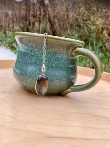 Tea Ball with Labradorite Pendant, Natural Gemstone Infuser for Loose Leaf Tea for Protection + Connection to Magick